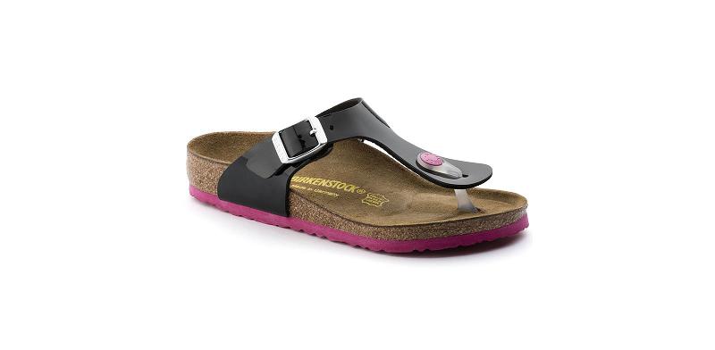 Birkenstock Birko-flor Lak Narrow Gizeh Børn Sort Lyserød | DK 162UZG